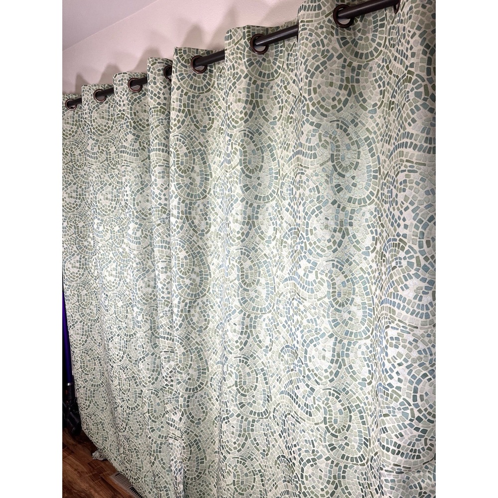 Vintage Pier 1 Ocean Mosaic Paisley Curtain Panel 54"x96"  Two Panel Set - Picture 6 of 7